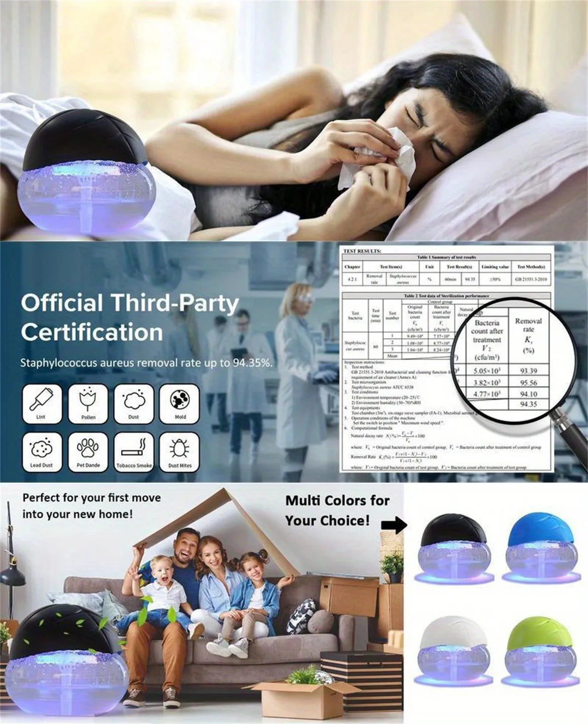 Breathe Fresh: LED Air Purifier with 4 Colors Magic!